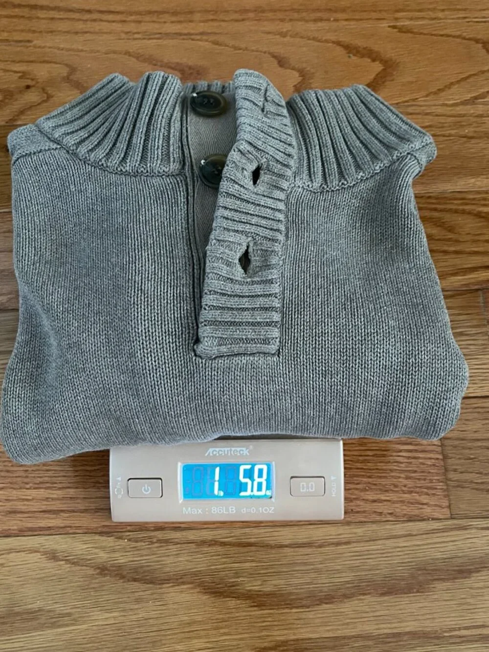 J. Crew Factory Cotton Henley Pullover Sweater Mens Large Gray Mock Neck 21719